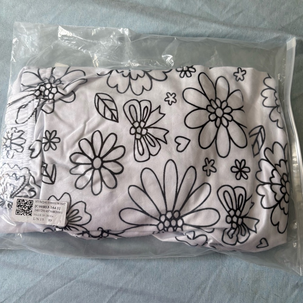 Floral Print Coloring Pajamas Set 4T